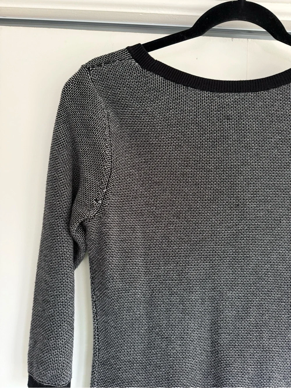 Ann Taylor Black White Knit Sweater Dress XS 3/4 Sleeve